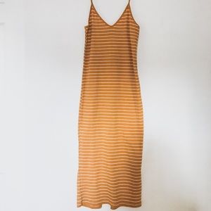 SOLD! ✨ Mustard yellow striped Bodycon Midi Dress